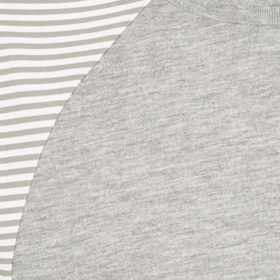 Girls grey stripe colour block t-shirt